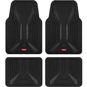 4 x Rubbermaid Car Mat Full Set, Universal Trim-to-Fit Heavy-Duty Car Floor Mats 4-Piece Set for All Weather Protection Durable Rubber Mat for Cars, Trucks, SUVs & Vans-Black