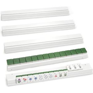 21-inch Wooden Mahjong Racks with Pushers Set of 4 – Mahjong Tile Racks for American Mahjong Tile Set, Essential Mahjong Accessories for Mahjong Night Game Play (Magnetic-White, Large)