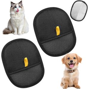 2 Pcs Pet Hair Remover Glove, Electrostatic Pet Grooming Gloves, Double Sided Pets Hair Remover for Cats & Dogs, Black