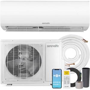 SereneLife 12,000 BTU Mini Split AC & Heating System, 115V Indoor & Outdoor Wall-Mounted Units with WiFi, Installation Kit Included for Home, Office & Bedroom, Up to 550 Sq. Ft. Coverage, Indoor Unit Only