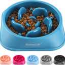MateeyLife Slow Feeder Dog Bowls, Anti-Choking Puzzle Dog Food Bowls, Anti-Slip Interactive Feeding Slow Down Eating, Bloat Stop Maze Dishes, Dark Blue