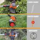Electric Weed Wacker Cordless Battery Powered, Weed Cordless Eater with 2X 21V/4.0Ah Battery Operated & Wheels 3 Types Blades, 3 in 1 Stringless Grass Trimmer