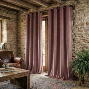 PONY DANCE Dusty Rose Velvet Blackout Curtains 84 Inches Long for Bedroom, Luxury Thermal Insulated Grommet Room Darkening Window Drapes for Living Room, Cortinas de Terciopelo, 2 Panels Set 52Wx84L
