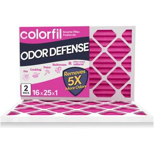 Colorfil 16x25x1 Air Filter (2-Pack) | Made in the USA | Color Changing | Remove Cat and Dog Odor | MERV 8 for Pet Hair Dander and Dust | 15.5"x24.5"x0.75" Exact Size