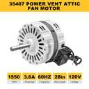 35407 Attic Fan Motor Replacement for Airvent/PEMS 35407M 3C246A 4CH65 Replace DRE-PSC-127/20-4P1SP F0812B3146 F0816B4732 4310655 1/15 HP 1500 RPM 115V 60Hz CW Rotation
