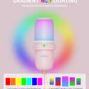 USB Streaming Gaming Microphone, PC Condenser Desktop Mic for Video, Home use, YouTube, with RGB Control, Gain Knob, 3.5mm Headphone Jack, Shock Mount, on Computer/PS5 - Pink
