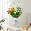 2 x 4-in-1 Artificial Flower Vase Set-2 Red&2 Yellow Lavender Stems with Plastic Vase, Odor Absorber Beads and Lavender Scented Corn Cob for Air Refresh Incense