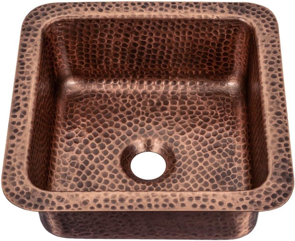 Monarch Abode 12-inch Hand Hammered Pure Copper Glasgow Dual Mount Drop in Bar Prep Sink, Drop in or Undermount Kitchen Sink, Single Dual Mount Bowl