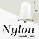 Handy Laundry Extra Large Heavy Duty Laundry Bag 30" x 40" Durable Nylon, Drawstring Closure, Machine Washable, Laundry Bag for Travel, College Dorm, Dirty Clothes, Storage White