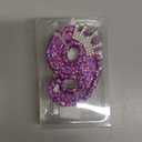 Purple Crown Birthday Candle, Glitter Number 9 Cake Topper With Sequins for Anniversary Celebrations Supplies
