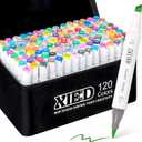 Alcohol Markers, 120 Colors Chisel & Brush Tip Coloring Markers Set, Double Tipped Markers Set for Artist Adults Coloring or Drawing