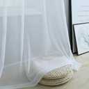 White Curtains 108 Inches Long for Living Room Decor Set 2 Panels Grommet Linen Textured Window Sheers Extra Long Drape Floor to Ceiling Curtains for Patio Sliding Glass Door Outdoor 52x108 Length