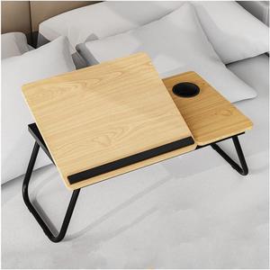 Adjustable Laptop Bed Desk,Cup Holder/Baffle/Folding Leg Portable Multifunctional Bed Tray Table,Writing Eating Bed Table Write (Black 21.7inchs)