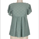 Womens Casual Ruffle Short Sleeve Crewneck Shirts Dressy Babydoll Tops Hollow Out Floral Shirt Pullover Tunic Tops, Size XL