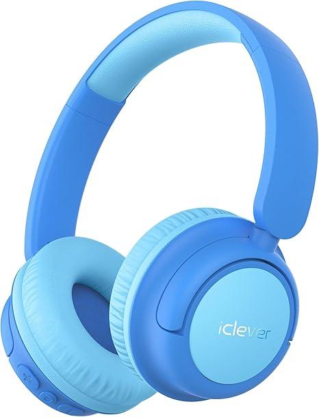 iClever BTH22 Kids Bluetooth Headphones, 60H Play Time, USB C Fast Charging, Bluetooth 5.4, AUX Cord,Safe Volume 74/85 dBA,Toddler Headphones for iPad/Tablet/Travel/School, Blue