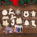 3 x 60pcs DIY Wooden Christmas Ornaments, Unfinished Wood Xmas Decorations Paintable Christmas Tree Ornaments for Christmas DIY Crafts