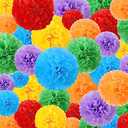 Estune 48 Pcs Tissue Paper Pom Poms 14''/ 12''/ 10''/ 8''/ 6'' Tissue Paper Flowers Decorations for Wedding Birthday Bridal Shower Baby Shower Decor (Rainbow)