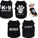 4Pcs Dog Clothes for Small Dogs, Puppy Shirts Teacup Chihuahua Yorkie Clothes, Soft Letter Security Pet Cat Summer Spring Shirts (XS)