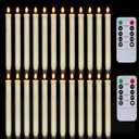 Homemory 24 Pcs Flameless Taper Candles with Remote, Timer, Dimmer, Plastic Battery Operated Candle Sticks, Ivory Led Window Candles with Flickering Light, 9.6 Inches for Halloween Christmas Decoration