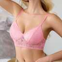 Avidlove Lace Bra Sexy Bralettes Womens Wireless Balconette Bras Half Cups Double-Layered Soft (Pink, M)