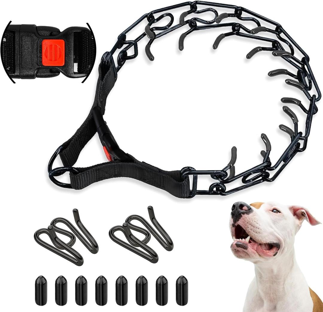 Supet No Pull Dog Training Collar, Adjustable Dog Training Collar with Buckle for Small Medium Large Dogs(Packed with One Extra Links) (S (Neck: 14"-16'' Weight: Around 35 lbs), Black)