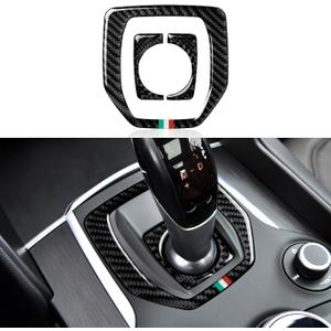 Car Gear Shift Trim Center Console Panel Cover Sticker Carbon Fiber Decal fits for Alfa Romeo Giulia 952 Stelvio 949 2016 2017 2018 2019 Accessories
