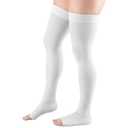 Truform 20-30 mmHg Compression Stockings for Men and Women, Thigh High Length, Dot-Top, Open Toe, White, Small