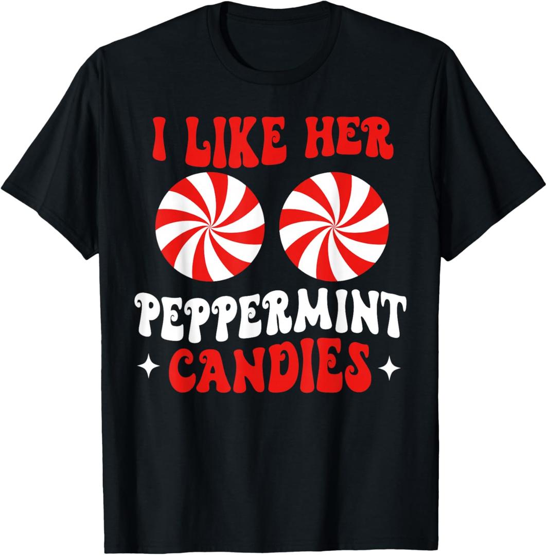 I Like Her Peppermint Candies Couples Matching Christmas T-Shirt S