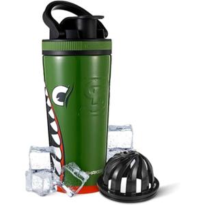 Ice Shaker Insulated Stainless Steel Shaker Bottle | 26oz, Bomber | Cold for 30+ Hours | Insulated Cup with Twist-on Agitator | Odor-Free Bottle for Protein Shakes, Water, Smoothies, Cocktails