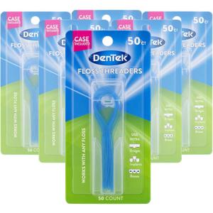 DenTek Floss Threaders for Braces, Bridges & Dental Implants, 50 Ct, 6 Pack