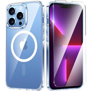 FNTCASE for iPhone 13 Pro-Max Case: Strong Magnetic Anti-Yellowing Slim Clear Case | Military Grade Protective & Shockproof Drop Protection Thin Transparent Phone Cover (for iPhone 13 Pro Max 6.7inch)
