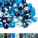 Skyflame 10-Pound Blended Fire Glass Diamonds for Fire Pit Fireplace Landscaping, 1/2 Inch Cobalt Blue, Crystal Ice, Caribbean Blue Luster
