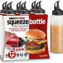 6 Pack Squeeze Bottles for Sauces & Liquids - 12 Oz Easy Pour, Leak Proof Snap Cap Condiment Bottles