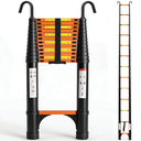 Telescoping Ladder 16.5 FT, Aluminum Extension Ladder with Hooks, BlackCollapsible Compact Design, Easy Carry and Space-Saving Storage, EN131 Certified, 330lbs Capacity