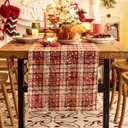 Red Plaid Snowflake Christmas Table Runner, Winter Holiday Table Runners 72 inches Long Xmas Decorations Indoor Outdoor Farmhouse Home Kitchen Dining Party Decor
