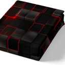 Manfei Geometric Grid Duvet Cover Set Twin Size, Red and Black Checkered Bedding Cover, Men Women Room Decor, Modern Abstract Check Plaid Square Bed Sets for All Season, 1 Pillowcase, No Comforter (Multi 07)