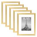 upsimples 8x10 Picture Frame Set of 5, Display Pictures 5x7 with Mat or 8 x 10 Without, Wall Gallery Photo Frames, Gold