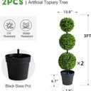 1 Pack  uv resistant Artificial Triple Ball Boxwood Topiary fake plants indoor outdoor realistic floor plants faux plastic plantas for home Garden Porch patio Entryway All-Weather corner office decor