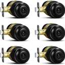 Plustool 6 Pack Matte Black Door Knobs, Privacy Door Knob with Lock, Interior Doorknobs with Round Ball, Keyless Door Lockset for Bedrooms Bathrooms