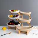 3 Tier Fruit Basket, Ceramic Fruit Bowl for Kitchen Counter, Home Fruit Bowl Set with Holder for Fruit Veggies Tray Snacks Nuts Bread Candy Storage Holder (Porcelain)