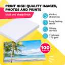Glossy Photo Paper For Printer 8.5 x 11" - (100 Sheets) - Works with Inkjet Printer, Easy to Use, Premium Picture Paper