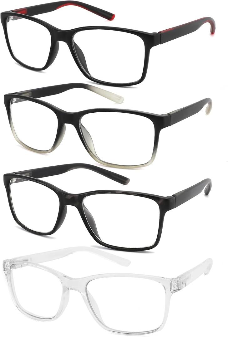 Blue Light Blocking Reading Glasses for Men,4 Pack Stylish Computer 2.5 Readers with Spring Hinges,Anti Glare/Eye Strain Filter UV Ray Magnigying Reader Eyeglasses,+2.50 Magnification Strength