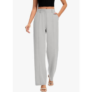 FUNYYZO Women Dress Pants High Waisted Work Slacks Pants Dressy Casual Straight Leg Elastic Waist 2026 Summer Trousers