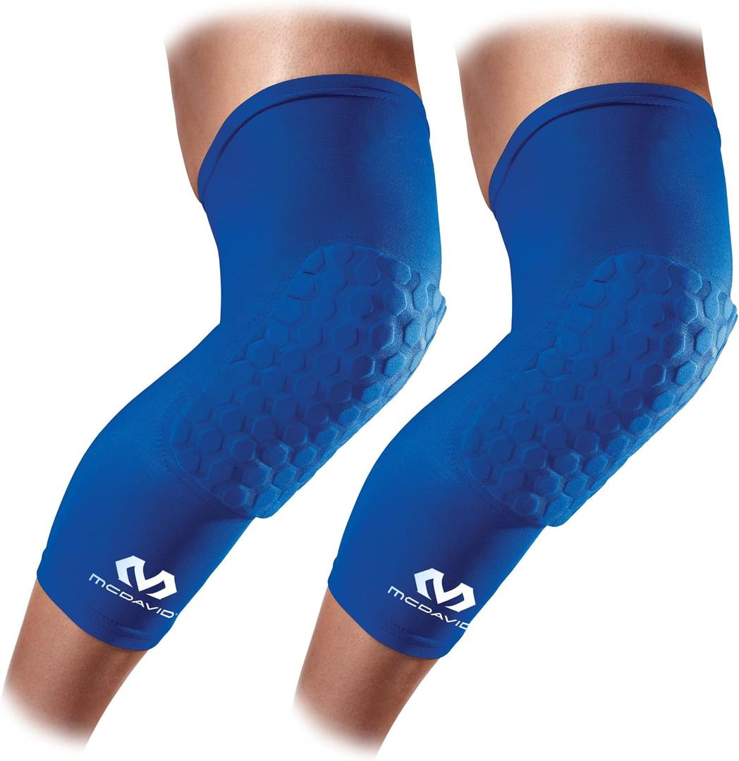 Knee Compression Sleeves: McDavid Hex Knee Pads Compression Leg Sleeve for Basketball, Volleyball, Weightlifting, and More - Pair of Sleeves (ADULT- Small, Royal)
