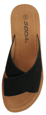 Soda Shoes Women Sandals Crisscross Band Strap Casual Slides REFLECT-S Black 6