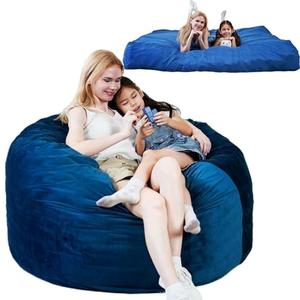 Bmag Giant Bean Bag Chair for Adults, 6FT Bean Bag Chair Convertible Bean Bag Pad, Lazy Sofa Chairs with Memory Foam Filler, Removable Washable Cover for Living Room Bedroom Office - Blue