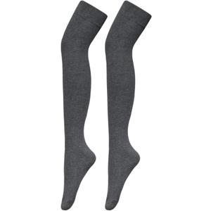 Bestjybt Women Thigh High Socks Cotton Warm Over the Knee Socks Long Knee High Boot Stockings Leg Warmer (One Size, Dark Grey)