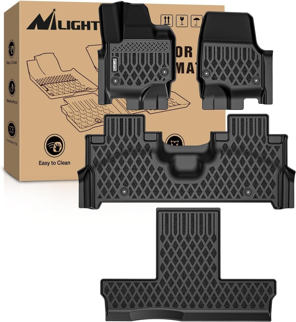 Nilight TPE Floor Mats for Ford Expedition Max | Lincoln Navigator L 7 Seats 2025 2026 All Weather Custom Fit Heavy Duty Floor Liners