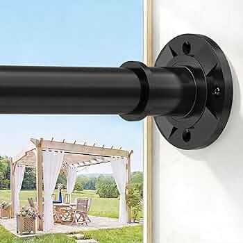 VIOREMOS Tension Curtain Rod 31 to112 In Extra Long Curtain Rod Adjustable Pole Heavy Duty Spring Matte Black Shower Curtain Rod for Bathroom Windows Room Divider Never Rust AntiSlip