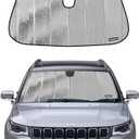 Pigenius Windshield Sunshade for Jeep Compass 2017-2021 (New Body MP), Reversible Silver/Black